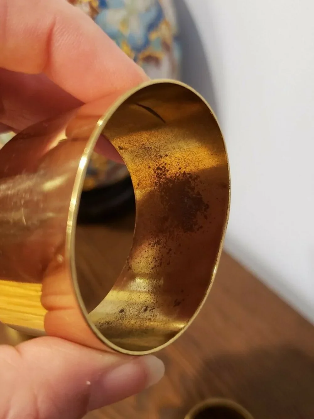 Vintage Slanted Brass Napkin Rings Lot Set of 4 READ